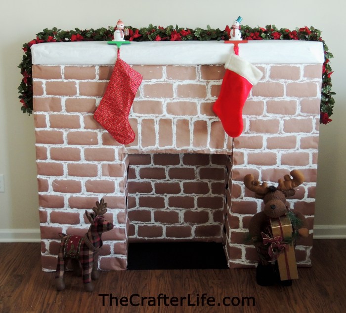 How to make a cardboard box fireplace decoration