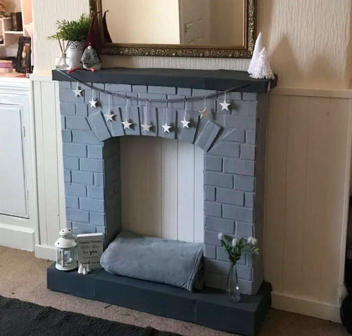 Fireplace cardboard make diy holiday cut shape hgtv