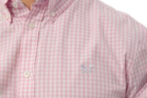 Men's pink gingham dress shirt