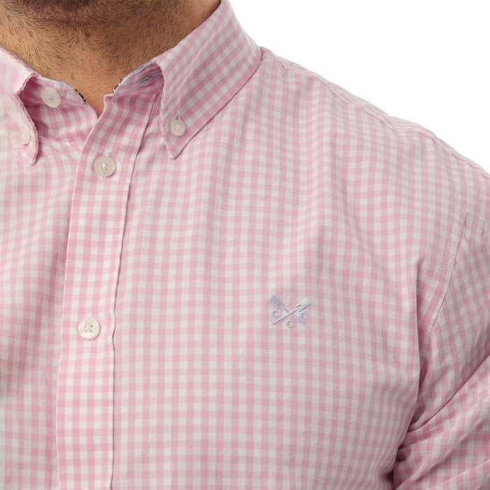 Men's pink gingham dress shirt