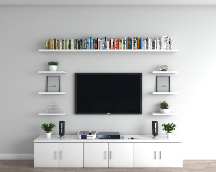 How to decorate floating shelves living room