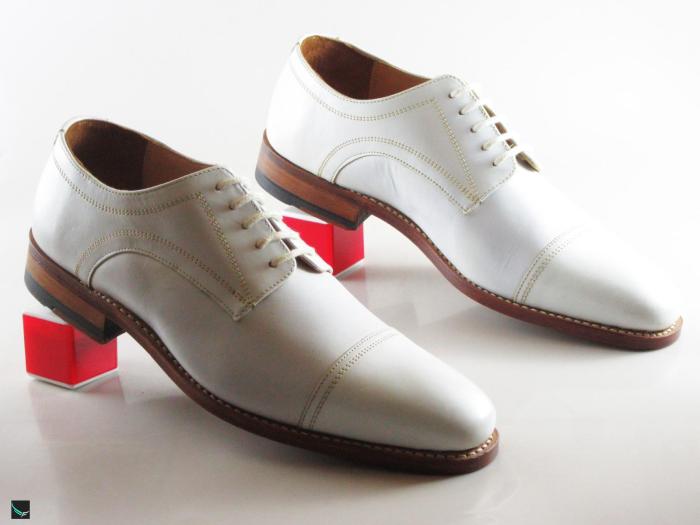 White leather dress shoes men's